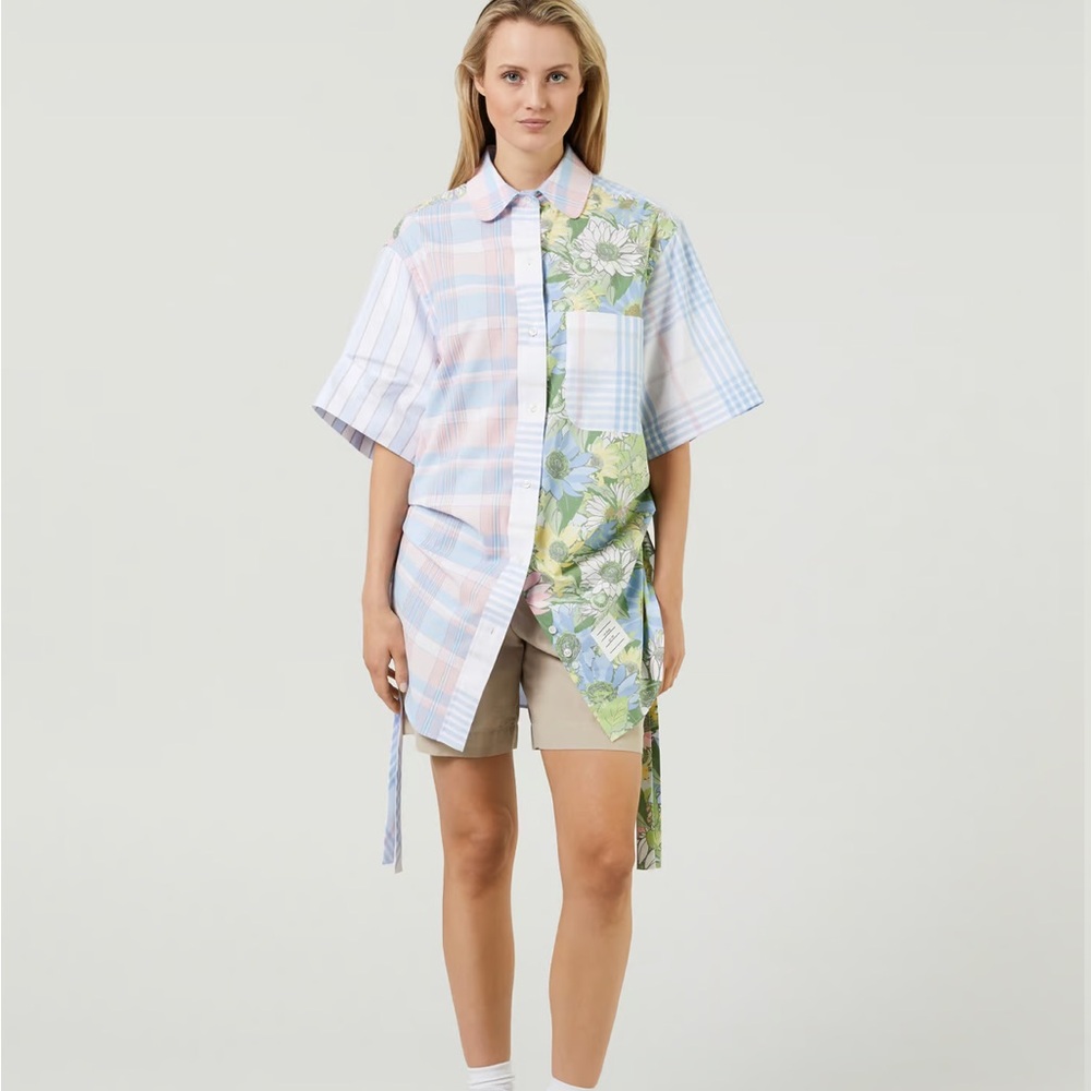 Thom Browne Multicolor Plaid and Floral Dress